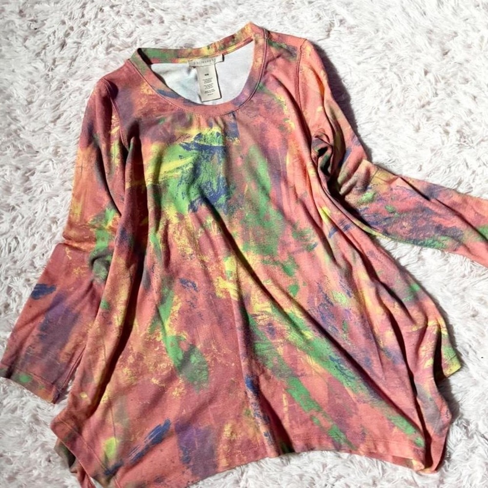 Rainbow Abstract Colorful Asymmetrical Kidcore Pride Top Womens M Fairy Artistic